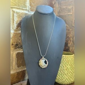 Silver Moon Star Titanium Tree Agate Necklace
